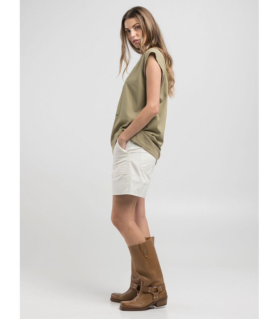 ボーイフィットベーシックジャージーPHOTOプリントTシャツ 詳細画像 ライトミリタリー 5